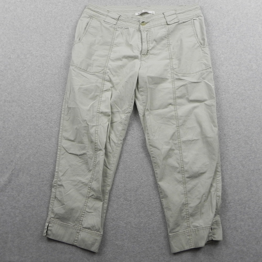 Woolrich Crop Pants Womens 12 Beige Stretch Cotton Outdoor Casual Chino Trousers